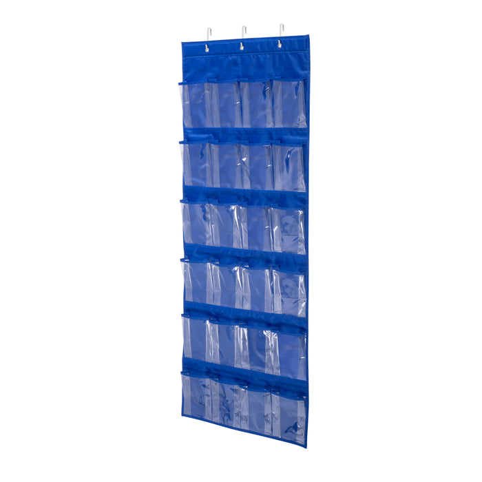 Honey Can Do Blue 24-Pocket Over-The-Door Hanging Shoe Organizer