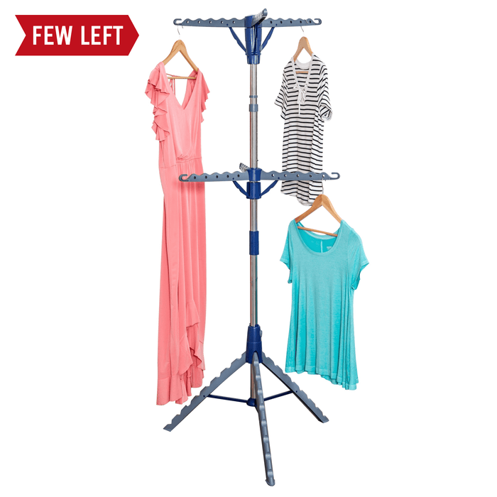 honey can do Blue/Silver 2-Tier Folding Tripod Clothes Drying Rack