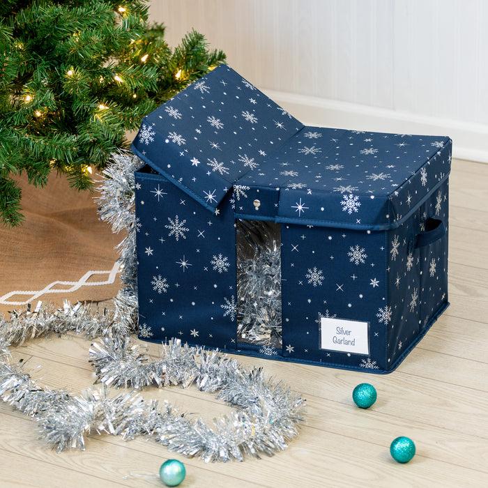 Honey Can Do Blue Snowflake Deluxe Holiday Storage Box