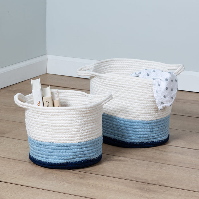 Honey Can Do Blue/White Ombré Cotton Rope Nesting Basket (Set Of 2)