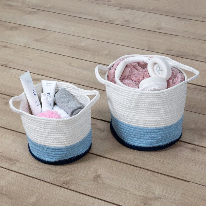 Honey Can Do Blue/White Ombré Cotton Rope Nesting Basket (Set Of 2)