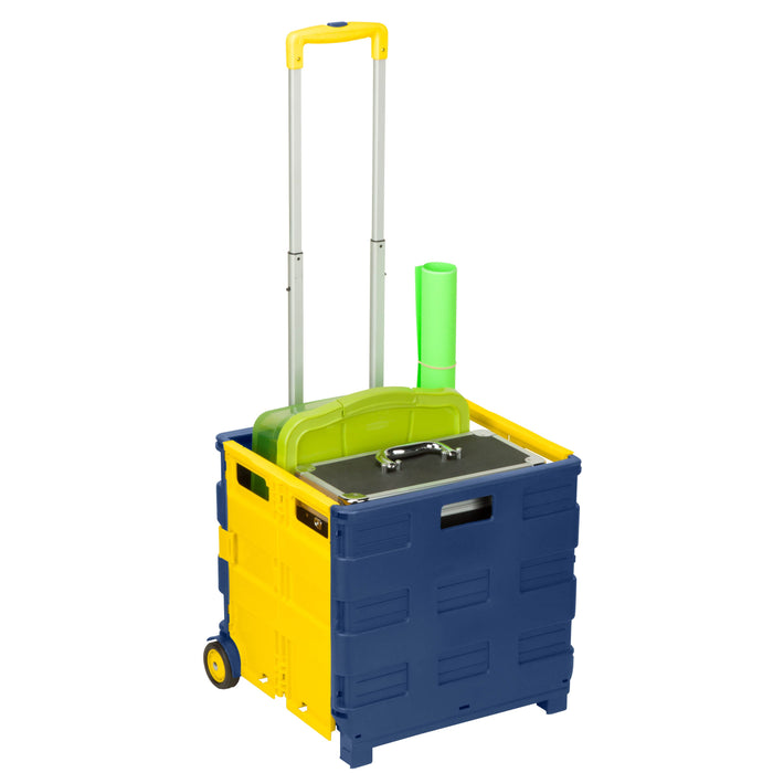 honey can do Blue/Yellow Folding Utility Cart with Handle