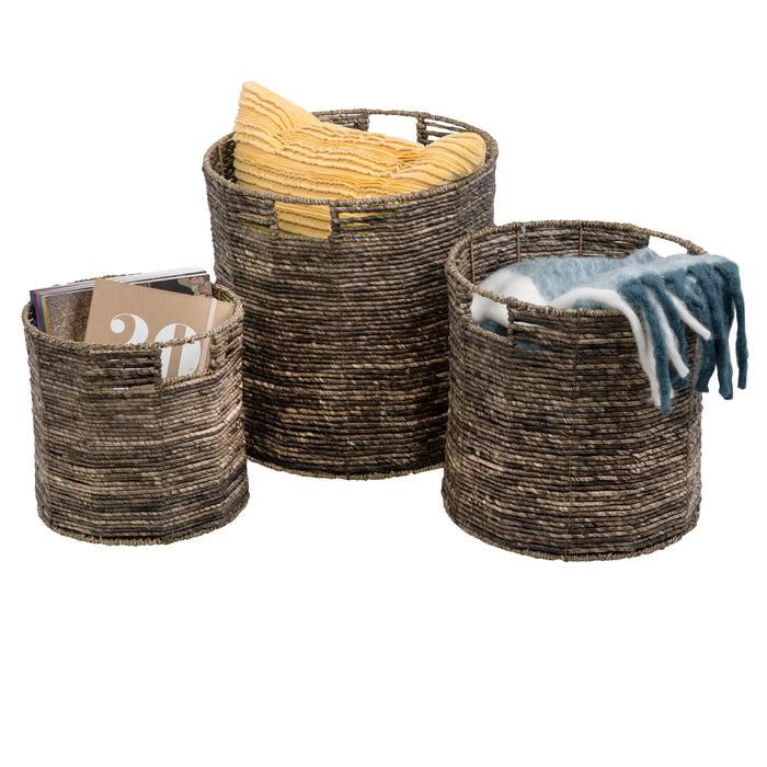 honey can do Brown Maize Woven Round Nesting Baskets (Set of 3)