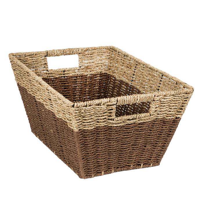 Honey Can Do Brown/Natural Seagrass Rectangle Nesting Baskets (3-Pack)