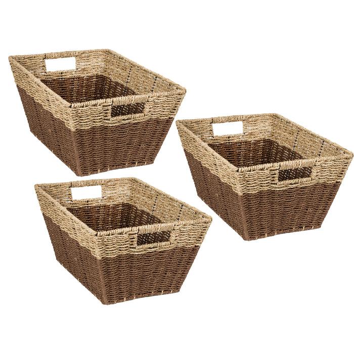 Honey Can Do Brown/Natural Seagrass Rectangle Nesting Baskets (3-Pack)