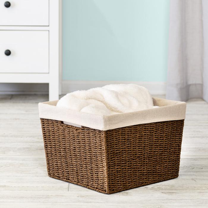 Honey Can Do Brown Paper Rope Large Storage Basket With Liner