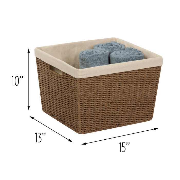 Honey Can Do Brown Paper Rope Large Storage Basket With Liner