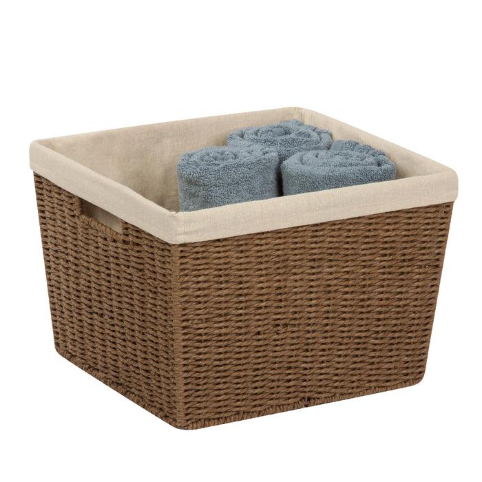 honey can do Brown Paper Rope Large Storage Basket with Liner