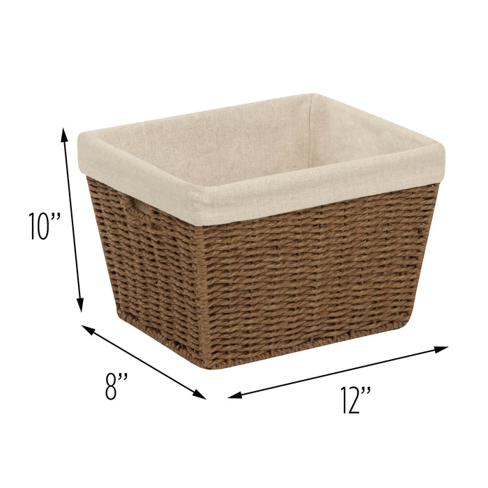 Honey Can Do Brown Paper Rope Medium Storage Basket With Liner