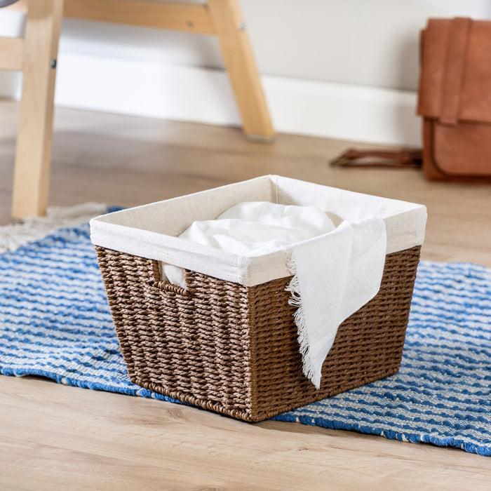 Honey Can Do Brown Paper Rope Medium Storage Basket With Liner