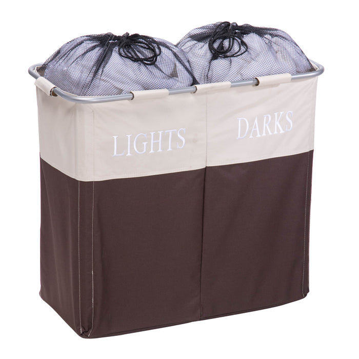 Honey Can Do Brown/Taupe Dual Compartment Laundry Hamper