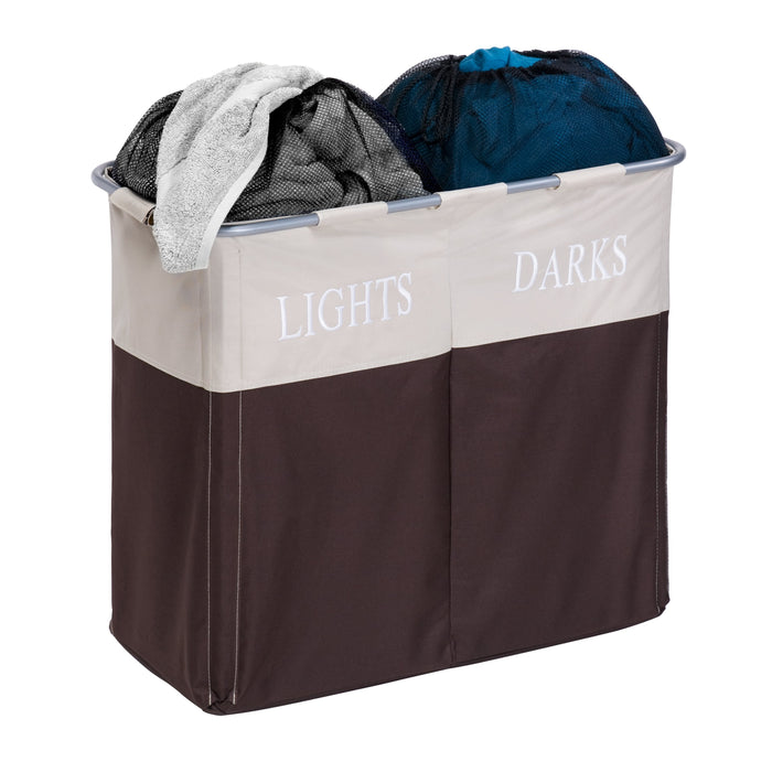 honey can do Brown/Taupe Dual Compartment Laundry Hamper