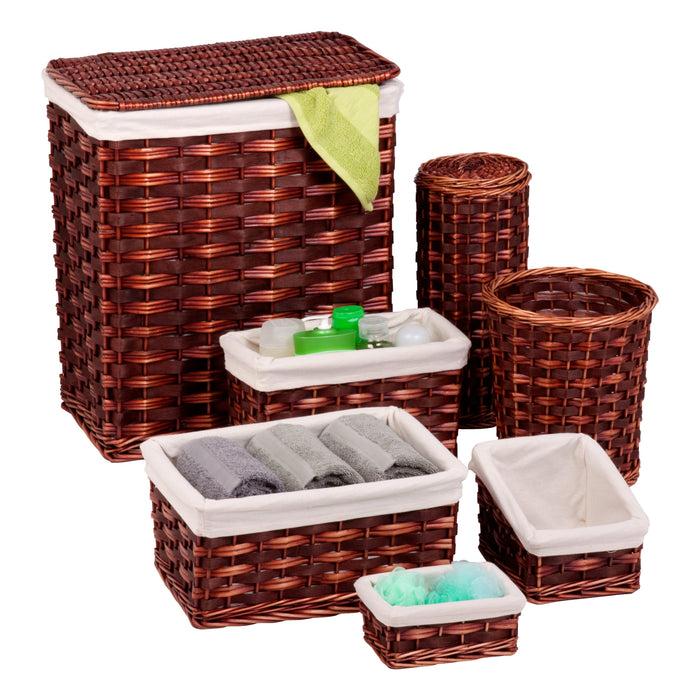 honey can do Brown Wicker 7-Piece Woven Storage Basket Set