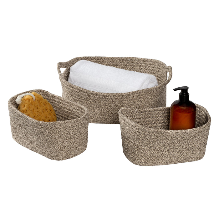 honey can do Champagne Cotton Cord Nesting Baskets with Handles (Set of 3)