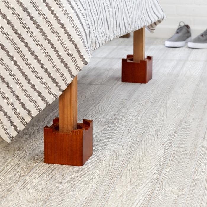 Honey Can Do Cherry Finish Wood Bed Risers (Set Of 4)