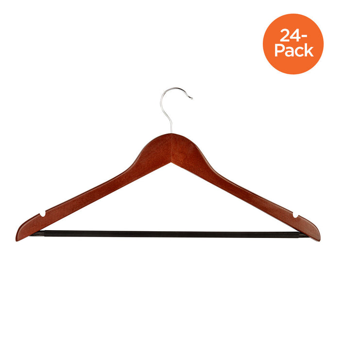 honey can do Cherry Finish Wood No-Slip Suit Hangers (24-Pack)