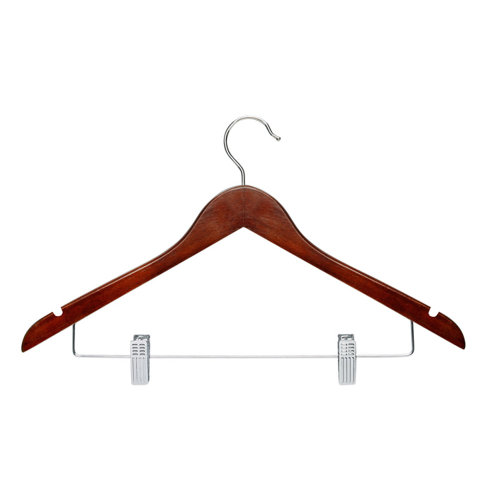 honey can do Cherry Finish Wood Suit Hangers with Clips (12-Pack)