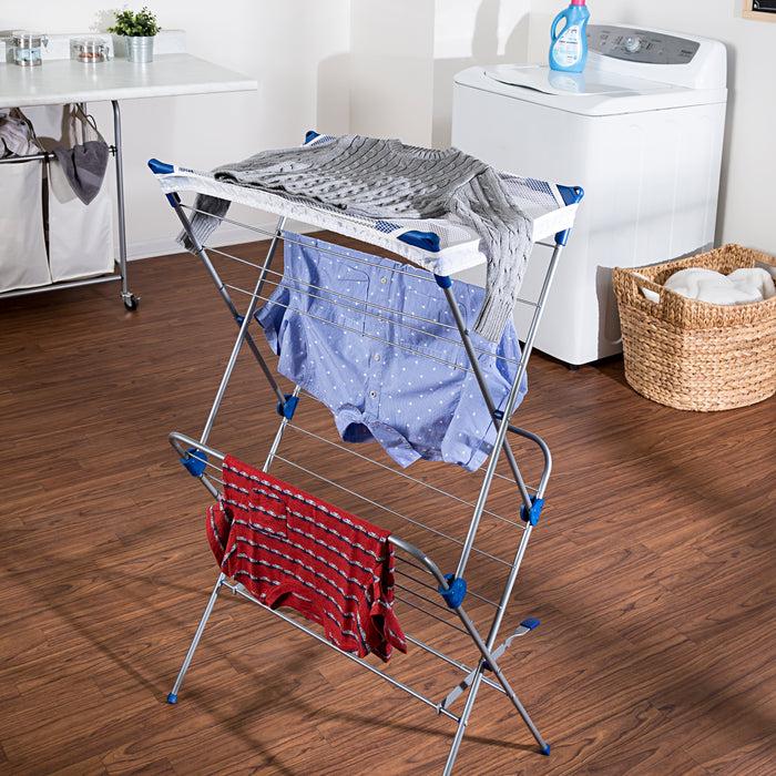 Honey Can Do Chrome 2-Tier Foldable Drying Rack With Mesh Top