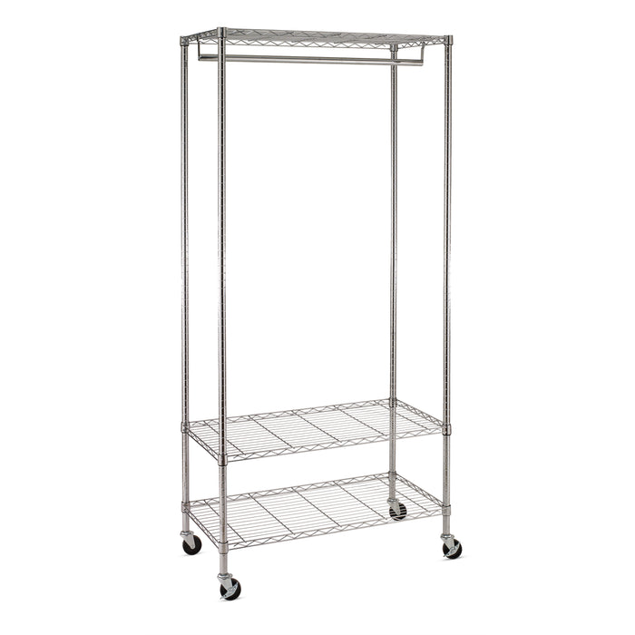 Honey Can Do Chrome 3-Shelf Deluxe Rolling Clothes Rack