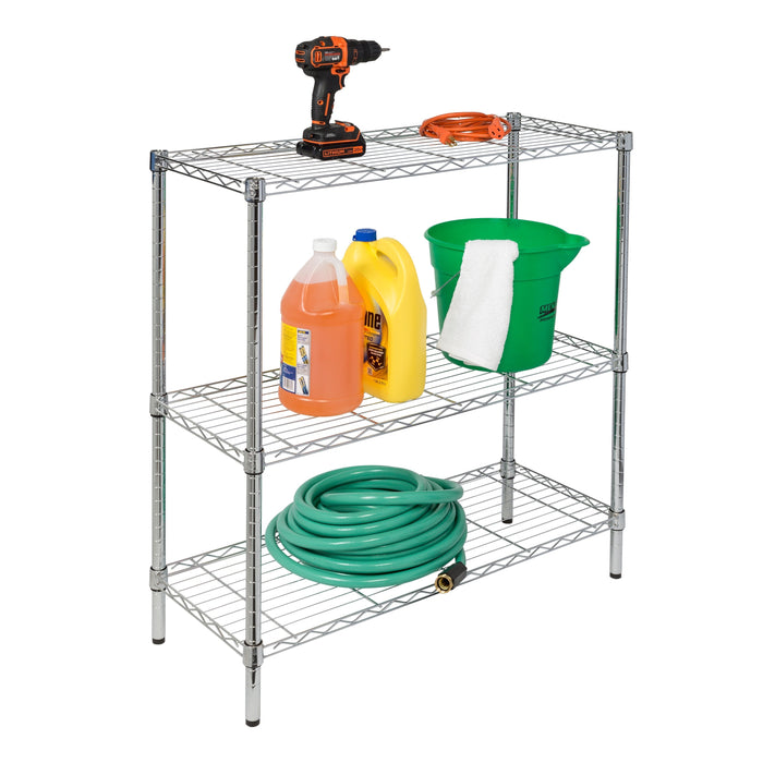 Honey Can Do Chrome 3-Tier Adjustable Shelving Unit With 200-lb Shelf Capacity
