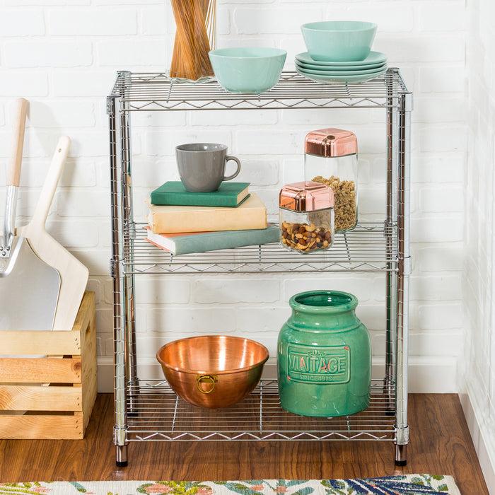 Honey Can Do Chrome 3-Tier Adjustable Shelving Unit With 250-lb Weight Capacity