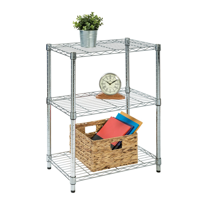 honey can do Chrome 3-Tier Adjustable Shelving Unit with 250-lb Weight Capacity