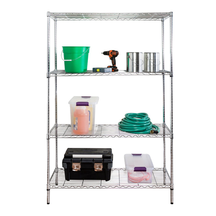 honey can do Chrome 4-Tier Adjustable Shelving Unit with 350-lb Per-Shelf Capacity
