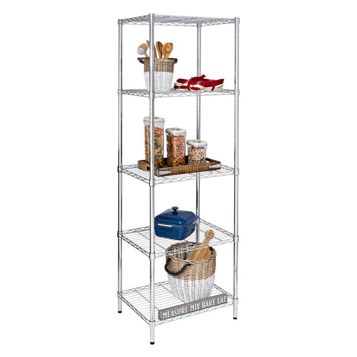 honey can do Chrome 5-Tier Adjustable Shelving Unit with 250-lb Shelf Capacity