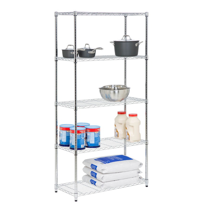 honey can do Chrome 5-Tier Adjustable Shelving Unit with 350-lb Shelf Capacity