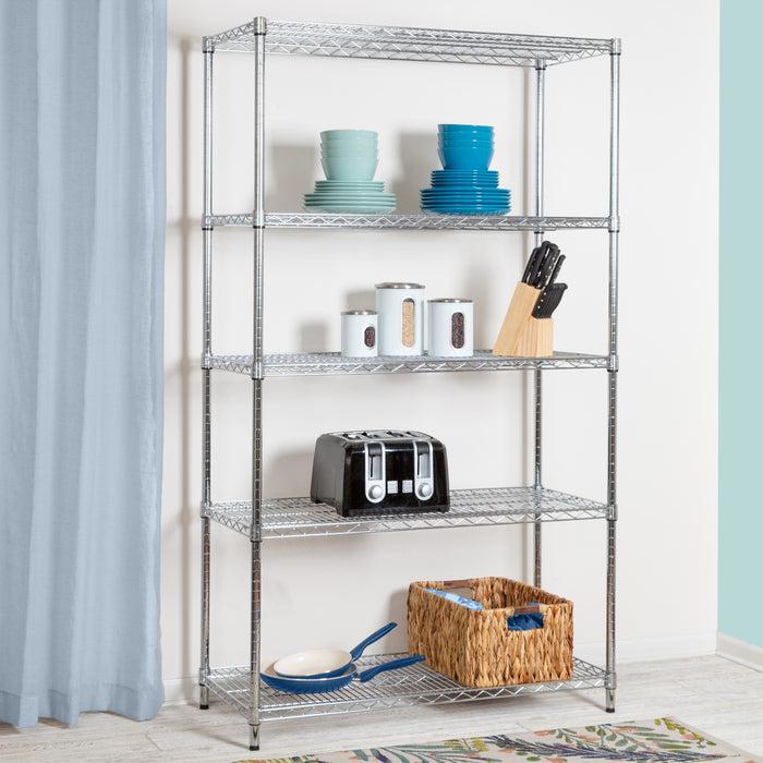 Honey Can Do Chrome 5-Tier Adjustable Shelving Unit With 800-lb Shelf Capacity