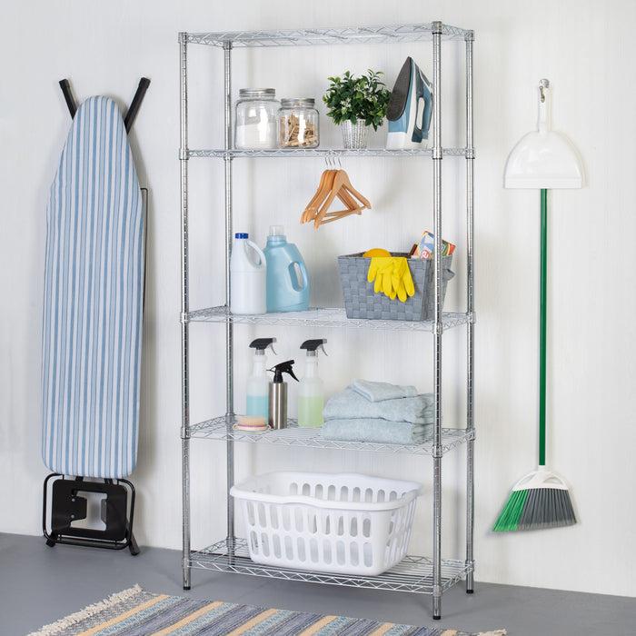 Honey Can Do Chrome 5-Tier Heavy-Duty Shelving Unit With 200-lb Shelf Capacity
