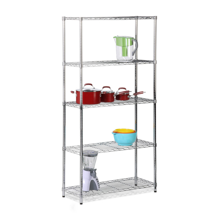 honey can do Chrome 5-Tier Heavy-Duty Shelving Unit With 200-lb Shelf Capacity