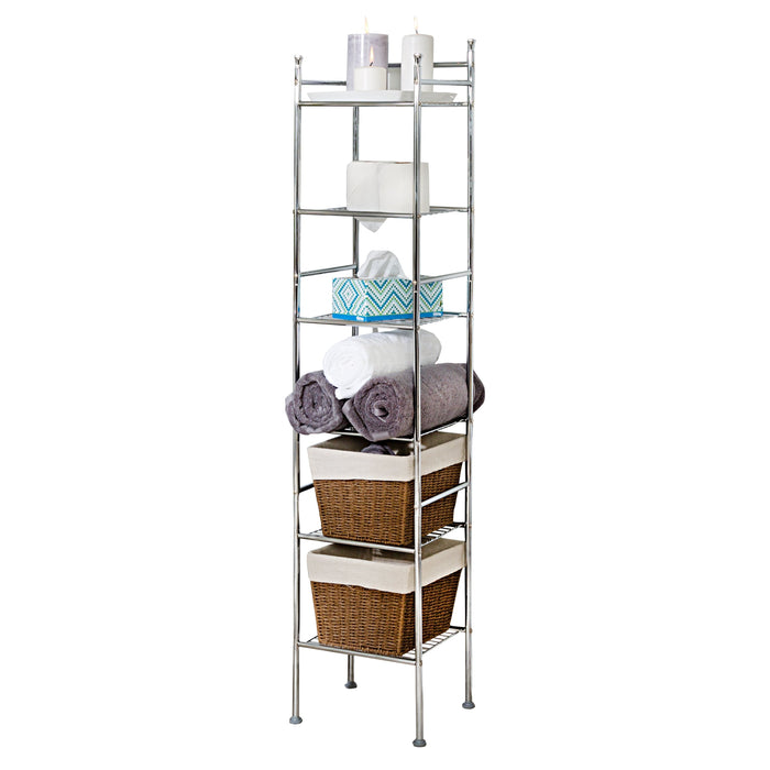 honey can do Chrome 6-Tier Bath Storage Shelving Unit
