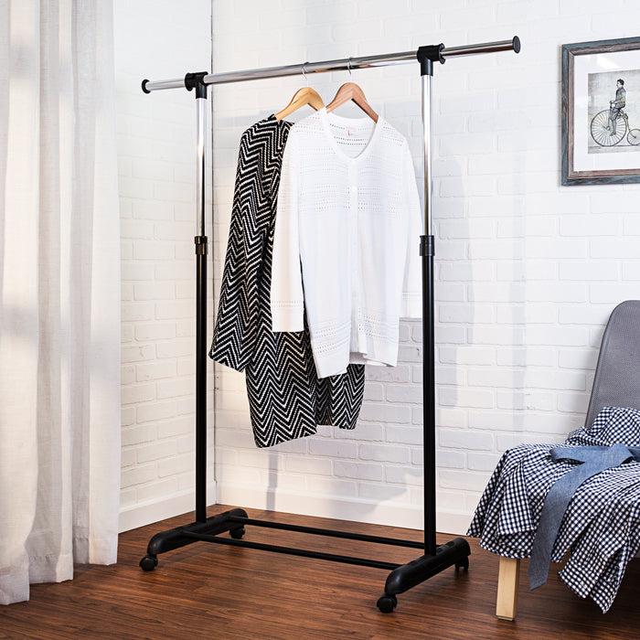Honey Can Do Chrome Adjustable Height And Width Rolling Metal Clothes Rack