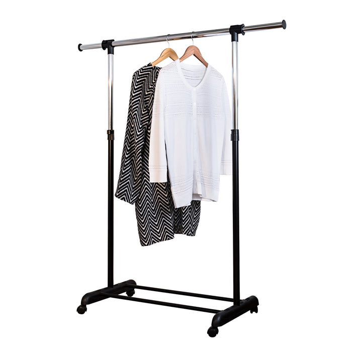 Honey Can Do Chrome Adjustable Height And Width Rolling Metal Clothes Rack