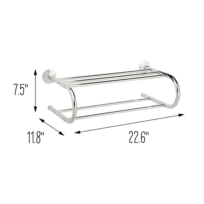 Honey Can Do Chrome Bath Wall-Mounted Towel Rack With Shelf
