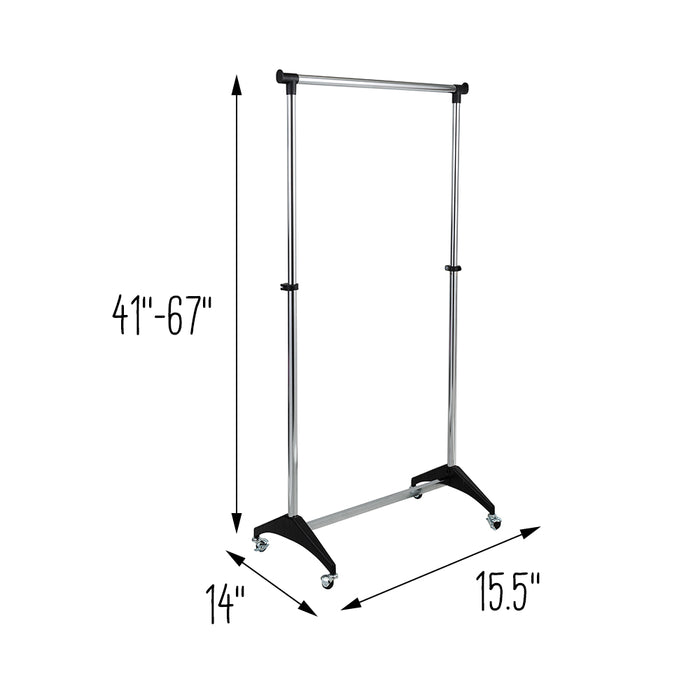 Honey Can Do Chrome/Black Adjustable Rolling Clothing Rack
