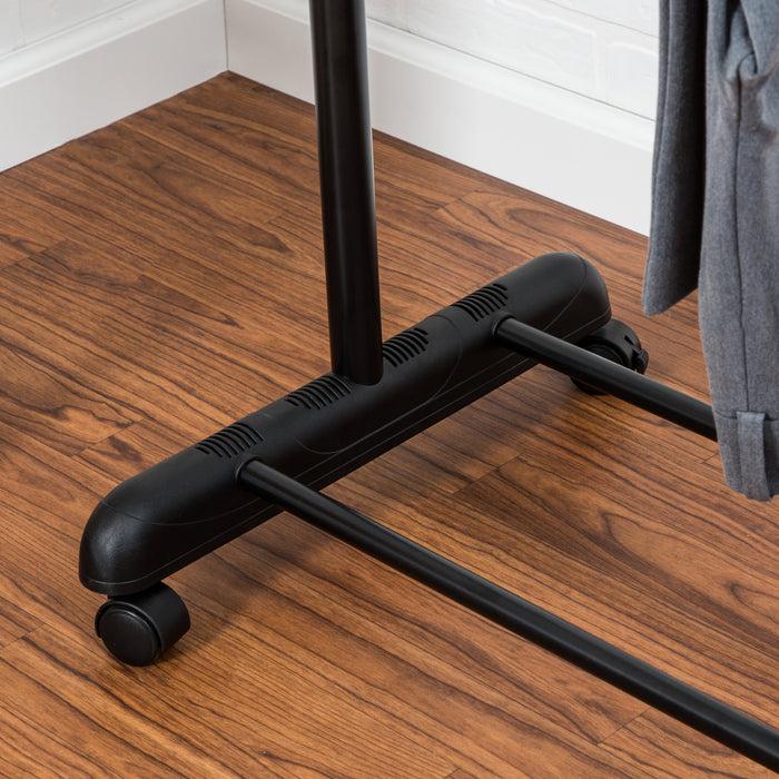 Honey Can Do Chrome/Black Expandable Dual Rod Rolling Clothes Rack