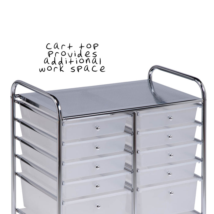 Honey Can Do Chrome/Clear 12-Drawer Rolling Storage Craft Cart