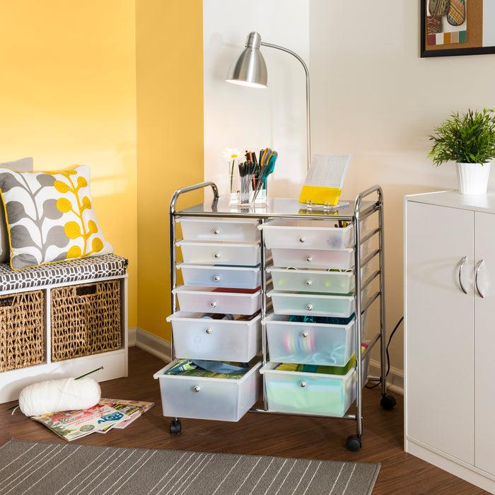 Honey Can Do Chrome/Clear 12-Drawer Rolling Storage Craft Cart
