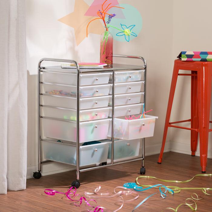 Honey Can Do Chrome/Clear 12-Drawer Rolling Storage Craft Cart