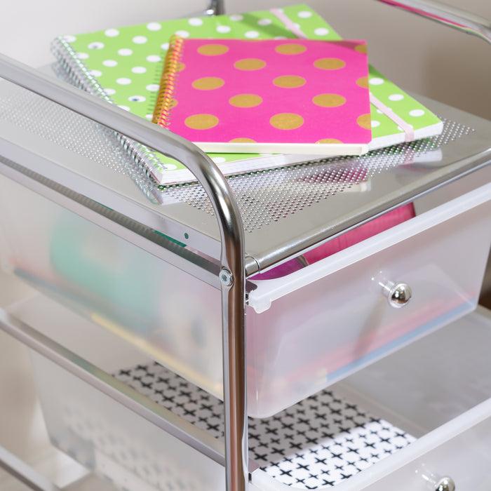 Honey Can Do Chrome/Clear 3-Drawer Rolling Storage Cart