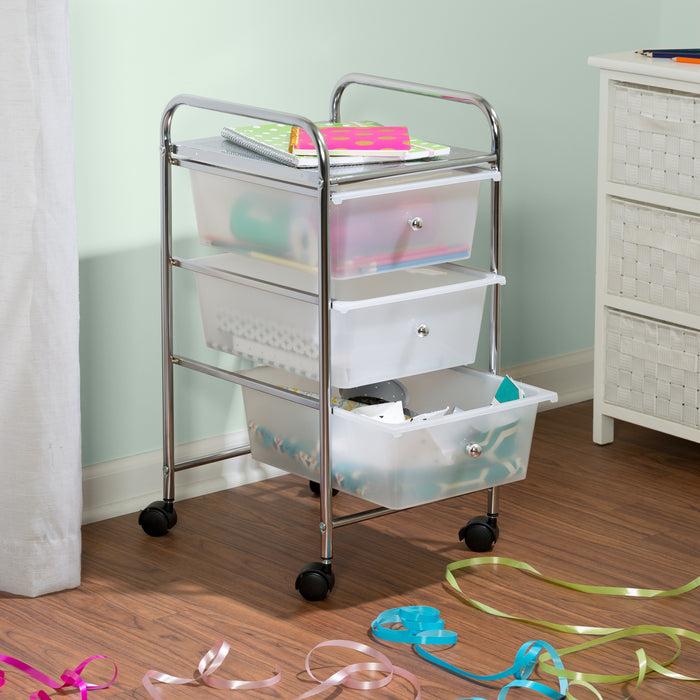 Honey Can Do Chrome/Clear 3-Drawer Rolling Storage Cart