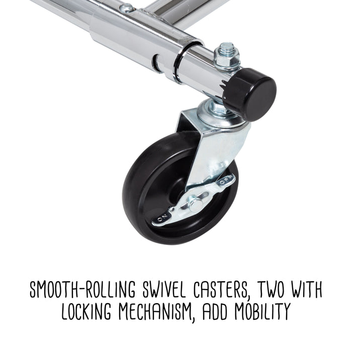 Honey Can Do Chrome Dual Bar Adjustable Rolling Clothes Rack