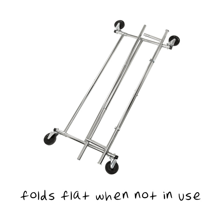 Honey Can Do Chrome Folding Expandable Rolling Clothes Rack