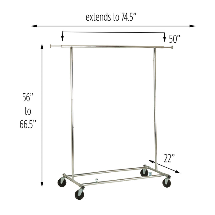 Honey Can Do Chrome Folding Expandable Rolling Clothes Rack
