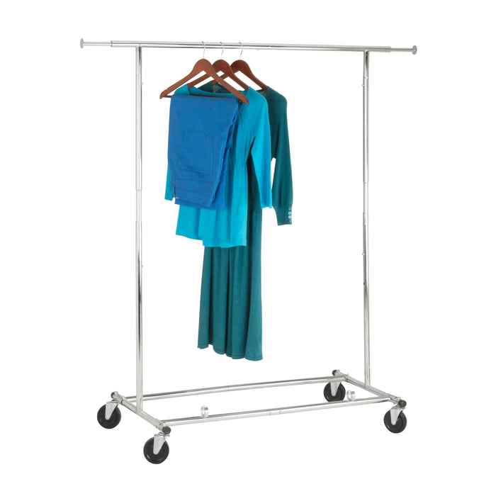 honey can do Chrome Folding Expandable Rolling Clothes Rack