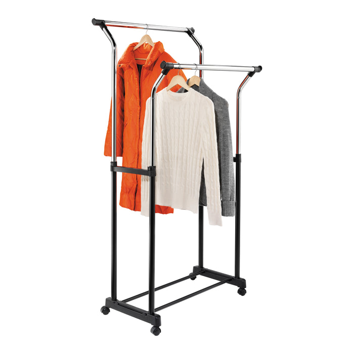 honey can do Chrome Heavy-Duty Double Hanging Garment Rack