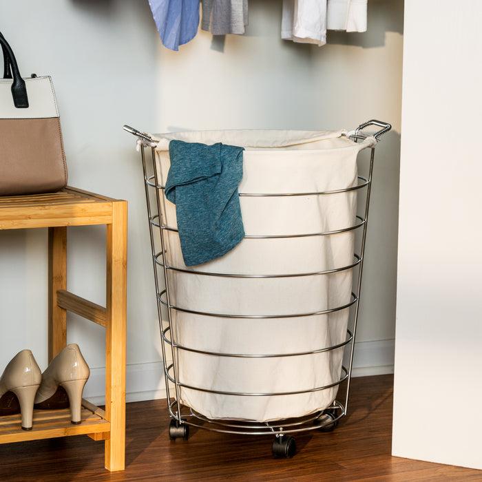 Honey Can Do Chrome Rolling Hamper With Removable Laundry Bag