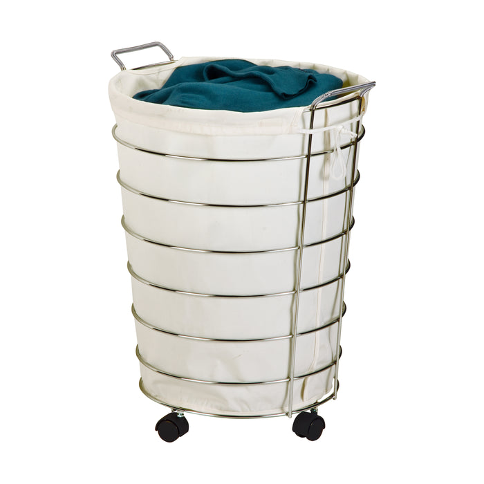honey can do Chrome Rolling Hamper with Removable Laundry Bag